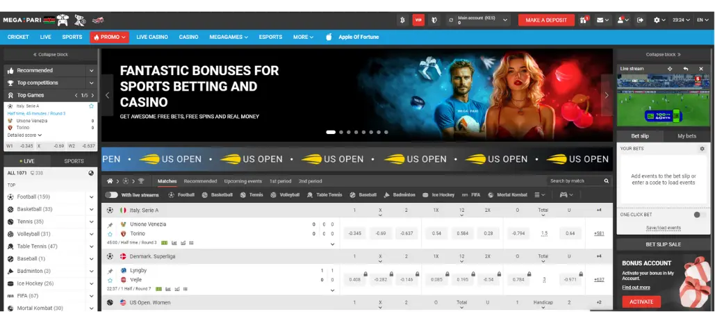 Official website of MegaPari for sports betting in Kenya